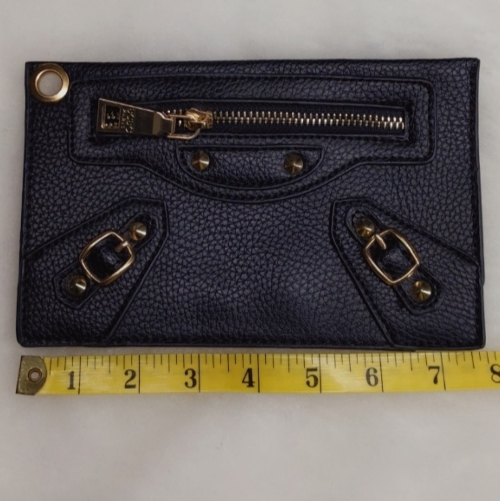 BCBG Paris Leather Zipper Wallet Black